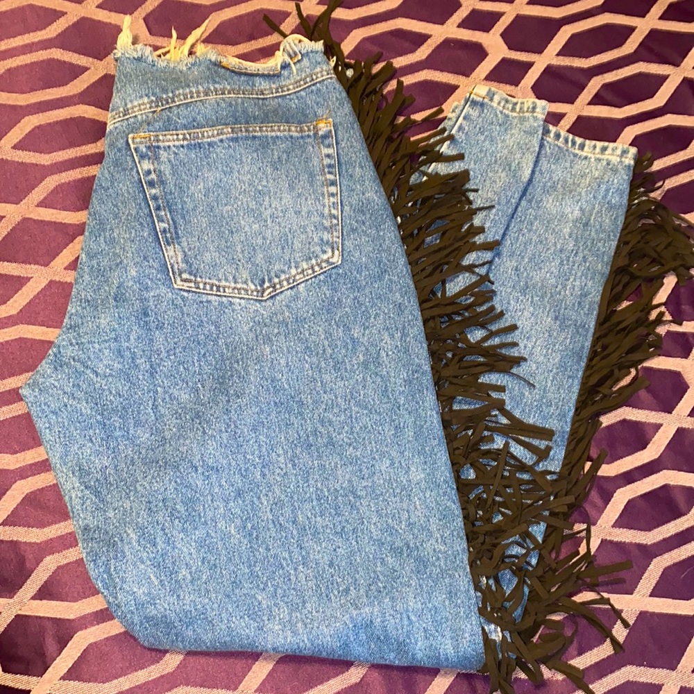 VTG 00’s FRINGE biker jeans coastal cowgirl sz 12?